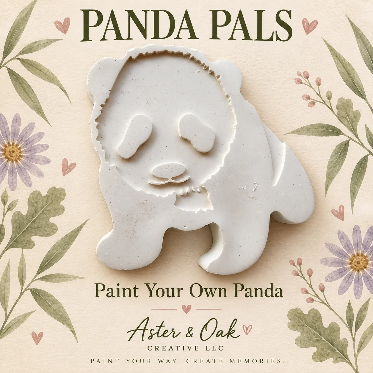 Unpainted standing panda plaster figure