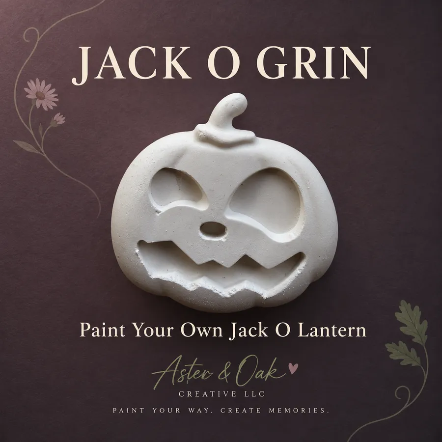 Unpainted jack-o-lantern plaster figure