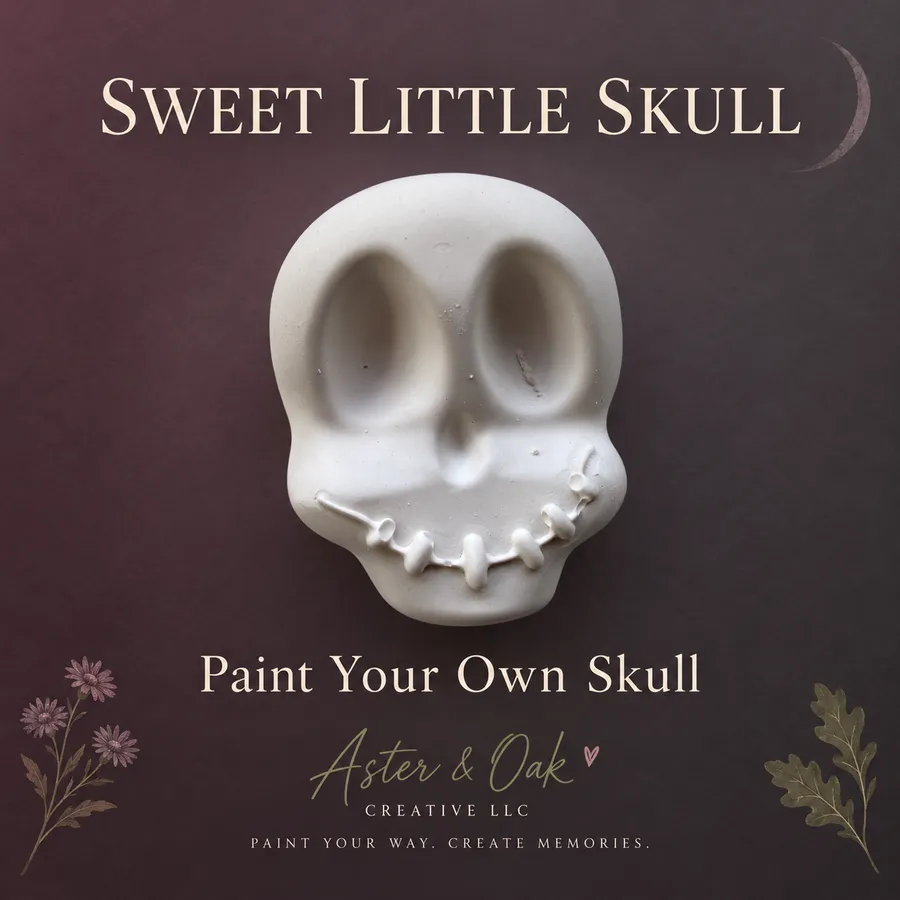 Unpainted skull plaster figure