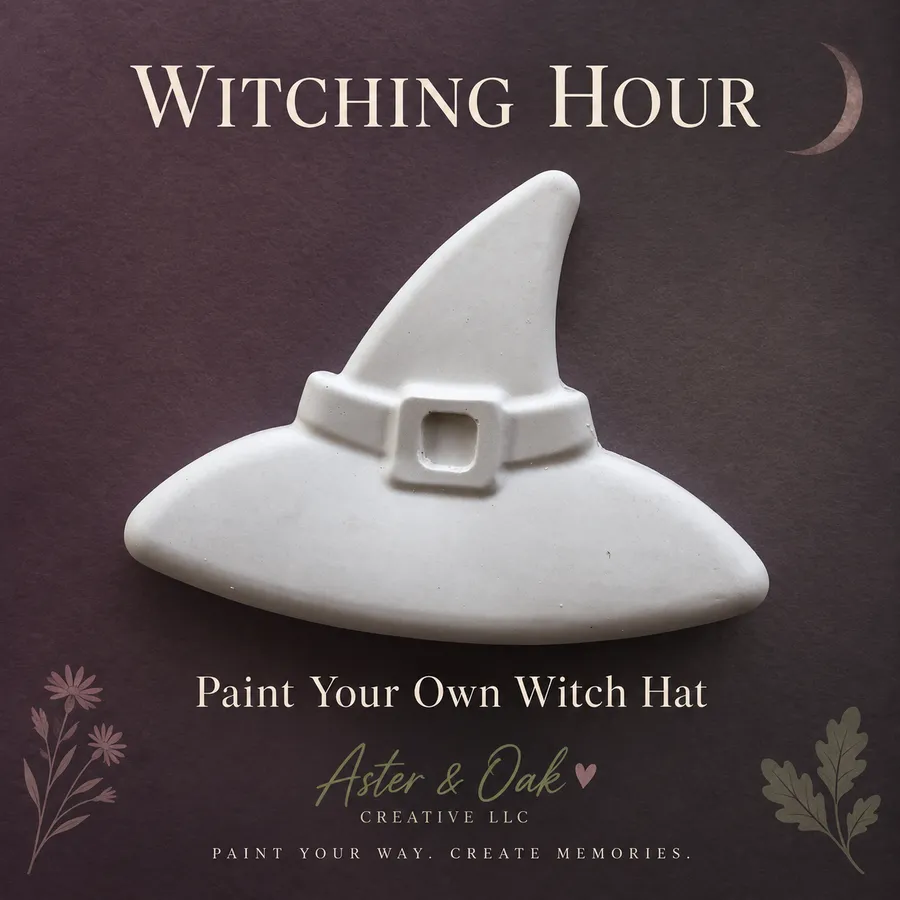 Unpainted witch hat plaster figure
