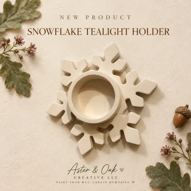 Unpainted snowflake-shaped tea light holder