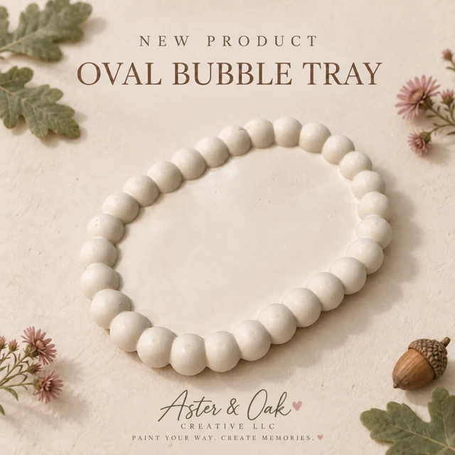 Unpainted oval bubble trinket tray
