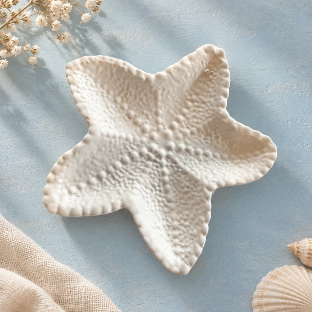 Unpainted textured starfish trinket tray
